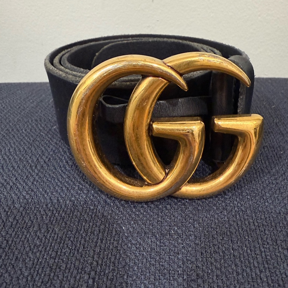 Gucci GG Marmont Black and Gold Belt - Picture 2 of 5